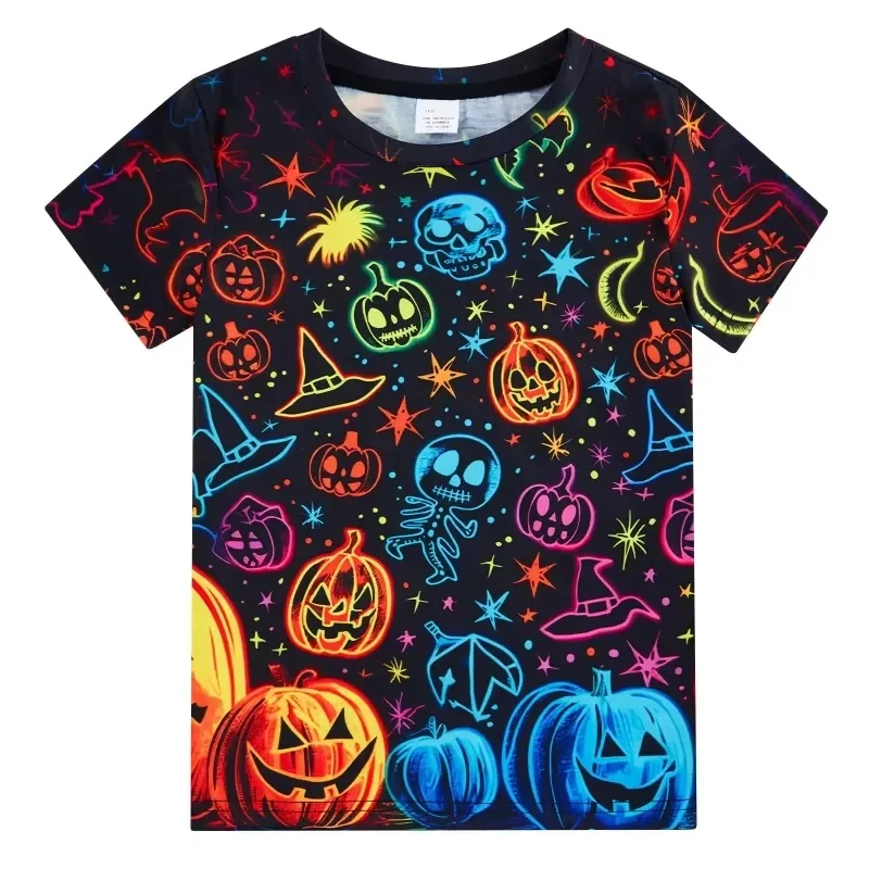 2026 3D Printed Astronaut and Planet Design Halloween Pumpkin Pattern T Shirt for Men Summer Streetwear O Neck Short Sleeve