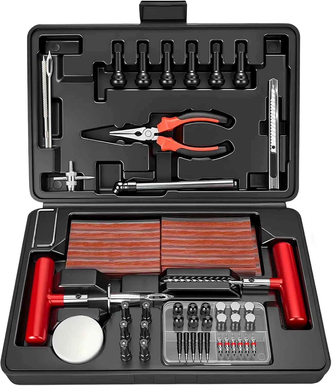 Heavy Duty Tire Plug Kit - 98pcs All-in-One Universal Tire Repair Kit for Tubeless Flats, Emergency