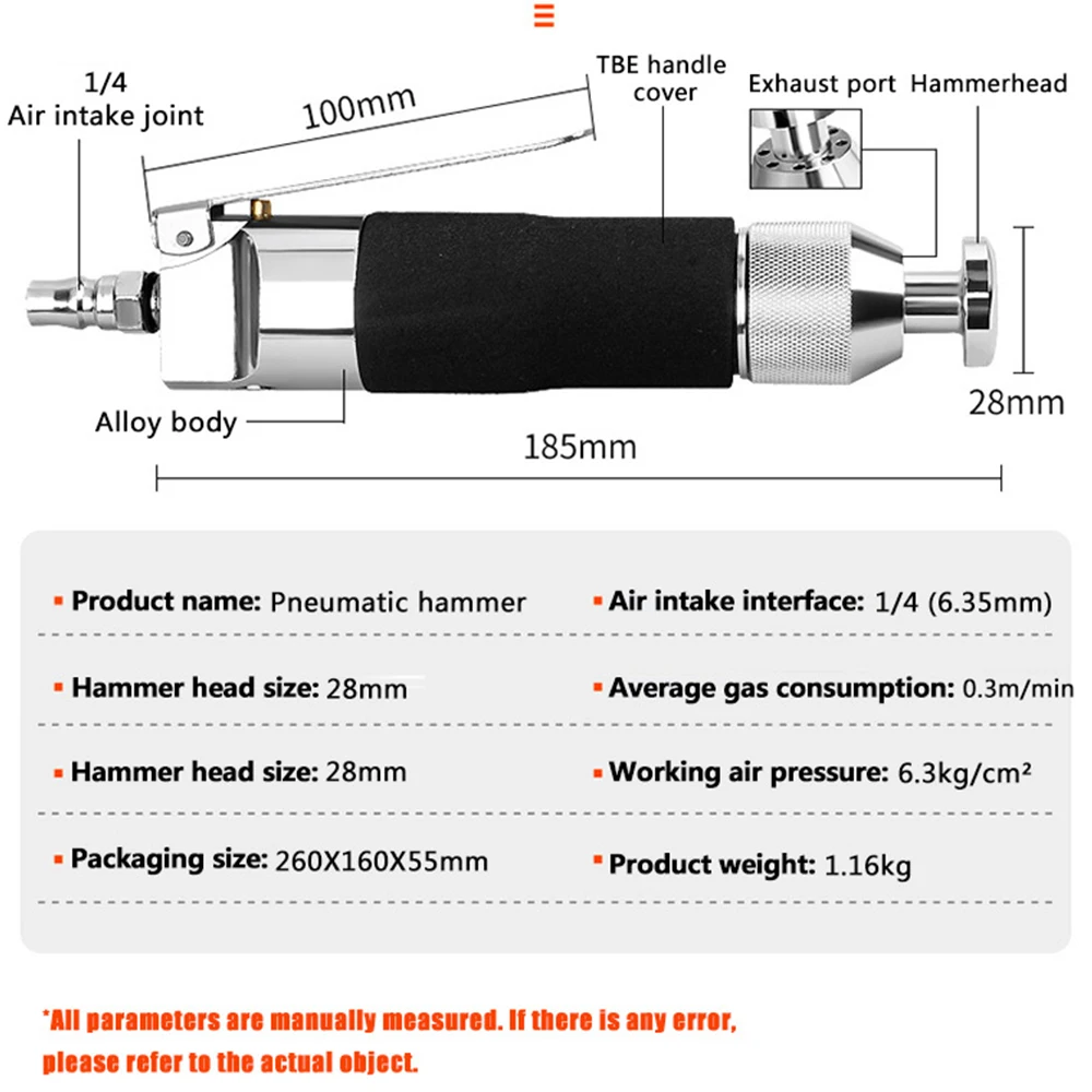Hot Mini Straight Pneumatic Hammer Auto Repair Tire Shoe Repair Air Reciprocating Hammer Repair Iron Edge Sealing Pneumatic Tool