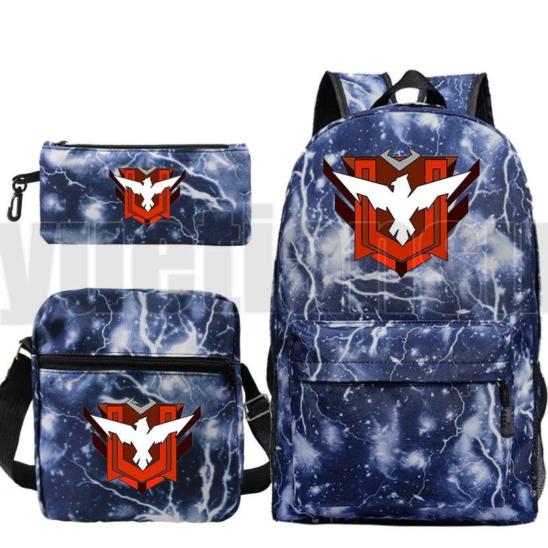 3 Pcs/Set Free Fire Garena Backpack for School Teenagers Girls Unisex Galaxy Cartoon Bookbag Large Capacity Anime Canvas Mochila