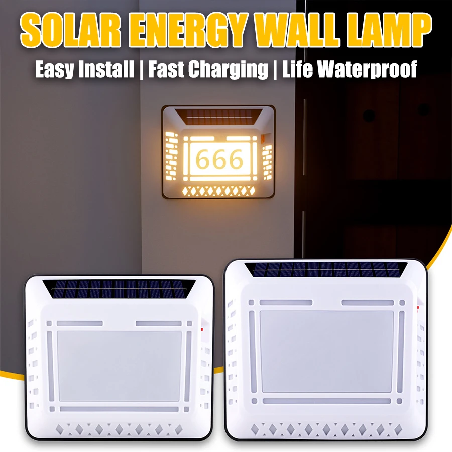 새로운 태양 LED 도어 라이트 USB 충전식 따뜻한 빛 도어 라이트 안뜰 정원 지역 장식에 대 한 야외 벽 조명