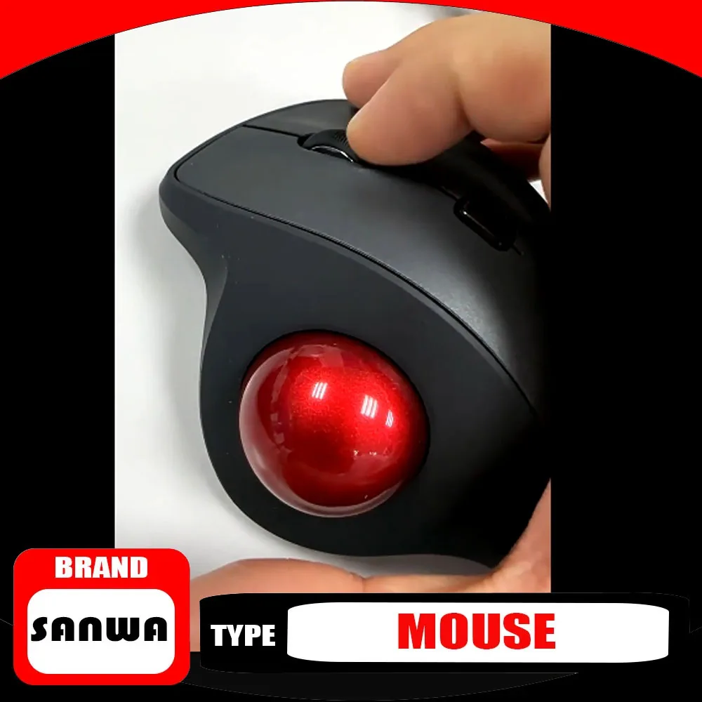 Sanwa Trackball Mouse Wired/Bluetooth Ergonomic Optical Sensing Art Design CAD Drawing DPI Adjustable Office Mouse Durable