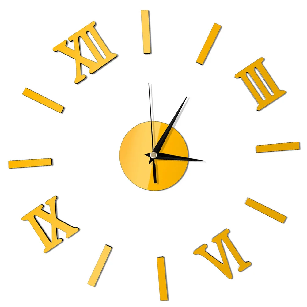 

3D Large Modern Frameless Mirror Wall Clock Gold for Living Room Bedroom Home Office Decoration Stylish DIY Wall Clock