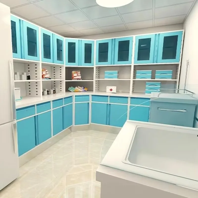 Modern Hospital Stainless Steel Anti-Corrosion Treatment Cabinets Scratch-Resistant Tables Wall Mount 2 Door 3 Drawer Hotel Use