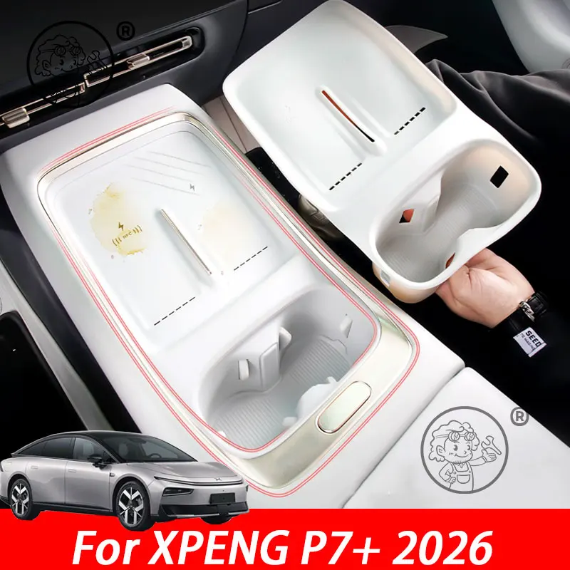 

For XPENG P7+ 2026 2027 Wireless Charging Silicone Pad Waterproof Anti-Slip Cup Pad Central Storage Dustproof Mat Accessories