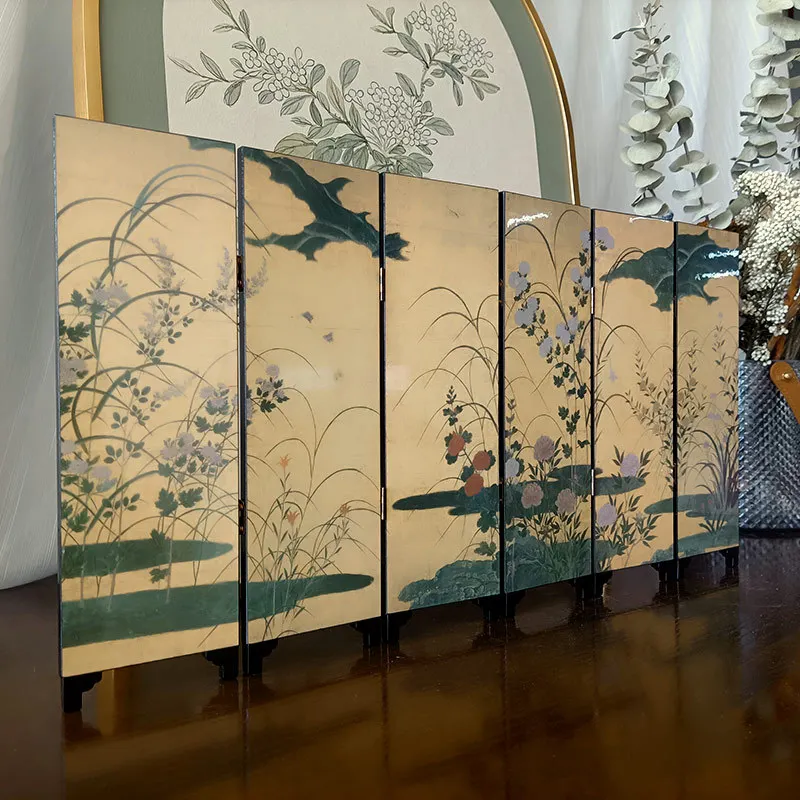 Classical Landscape Decorative Paintings, Desktop Foldable Double-sided Screen Ornaments Birthday Gifts  Lacquerware Handicrafts