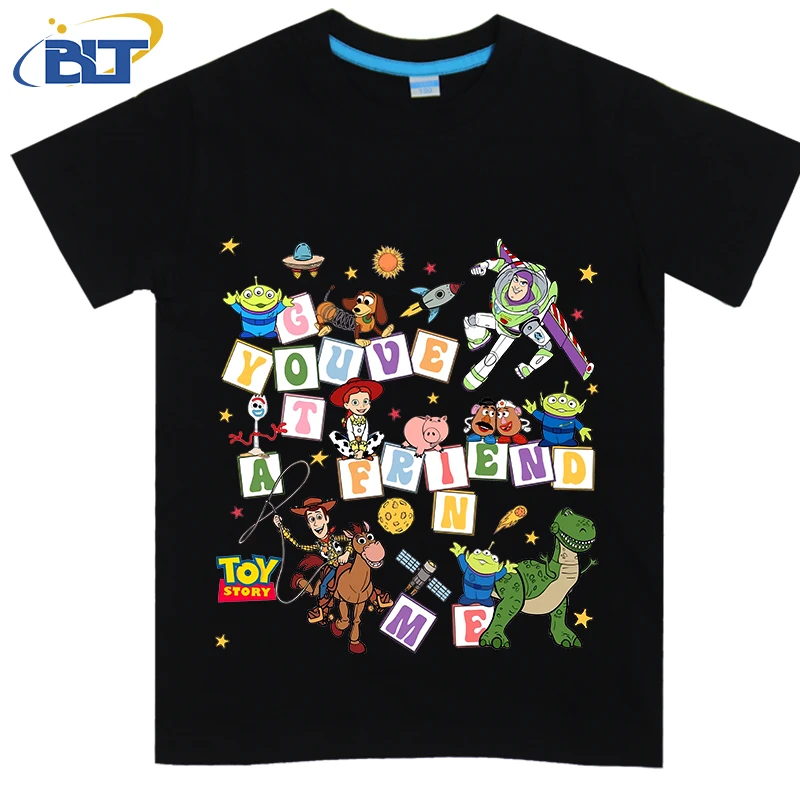 Disney Toy Story printed kids T-shirt pure cotton short-sleeved cartoon top for boys and girls