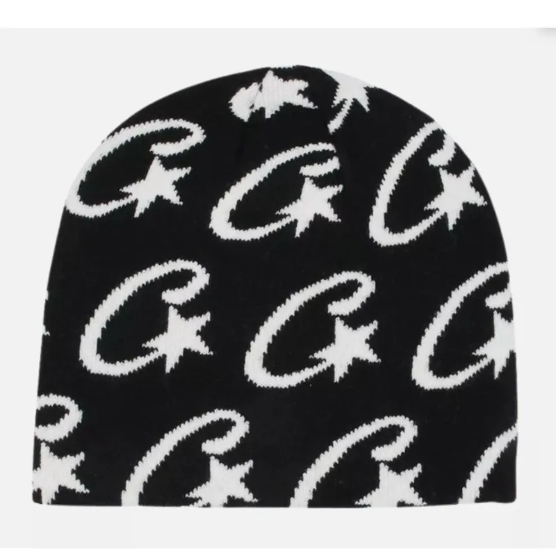 Gorro de punto con estampado de monograma para hombre y mujer, gorro cálido de lana, frío, moda, Y2k, Invierno