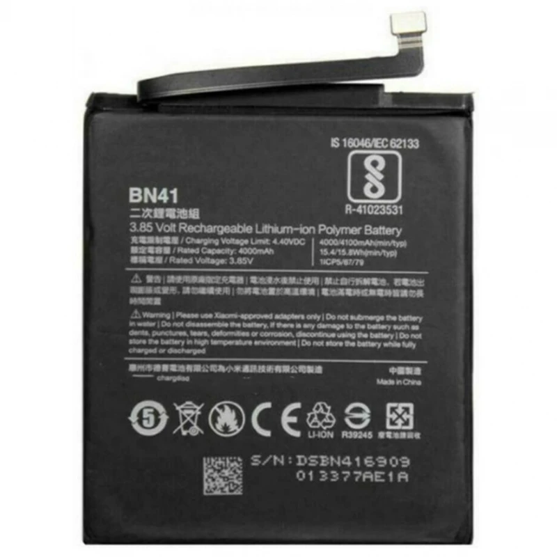 BN41 internal battery for XIAOMI REDMI NOTE 4 PRIME 4X 4000 mAh high capacity # Xiaomi Redmi Note 4 (Redmi Note 4 Snapdragon, MarkW) # Xiaomi Redmi Note 4X (Hatsune Miku, Mido, Nikel)