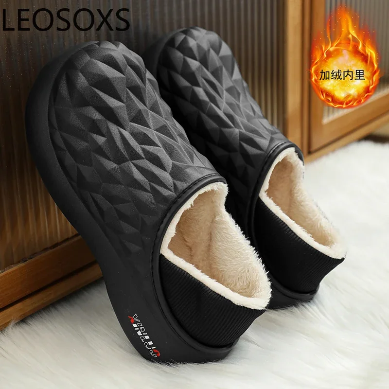 LEOSOXS-peludo Eva chinelo para casa, dedo do pé redondo, slip-on, fácil de limpar, bonito e elegante, modelo popular