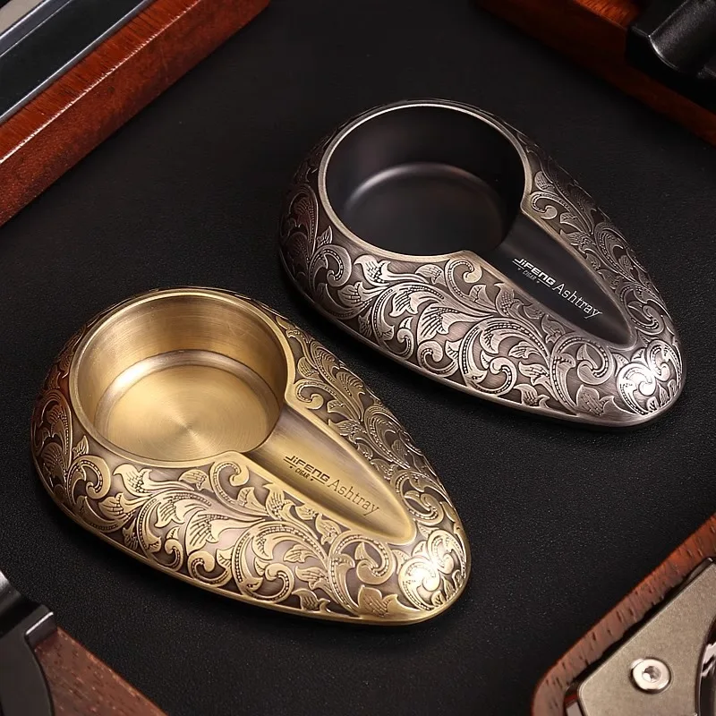 

Portable Large Caliber Cigar Ashtray Travel Smoke Trough Alloy Ash Tray Base Anti-Slip
