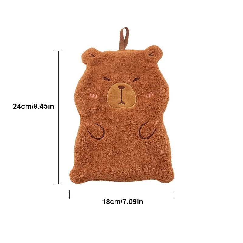 Toallas de mano de forro polar coral: diseño de capibara suave, absorbente, hipoalergénico y lindo para cocina