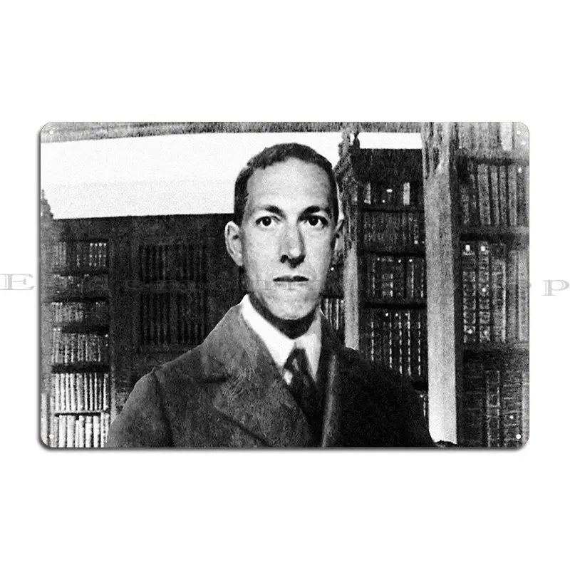 H P Lovecraft Photographic Portrait Geekimpact Metal Sign Retro Garage Funny Bar Cave Customized Tin Sign Poster