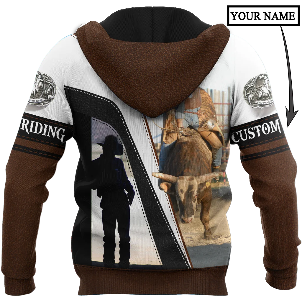Personalized Name Bull Riding 3D All Over Printed Men Hoodie Unisex Hooded sweatshirt Streetwear Casual zipper hoodies DK438