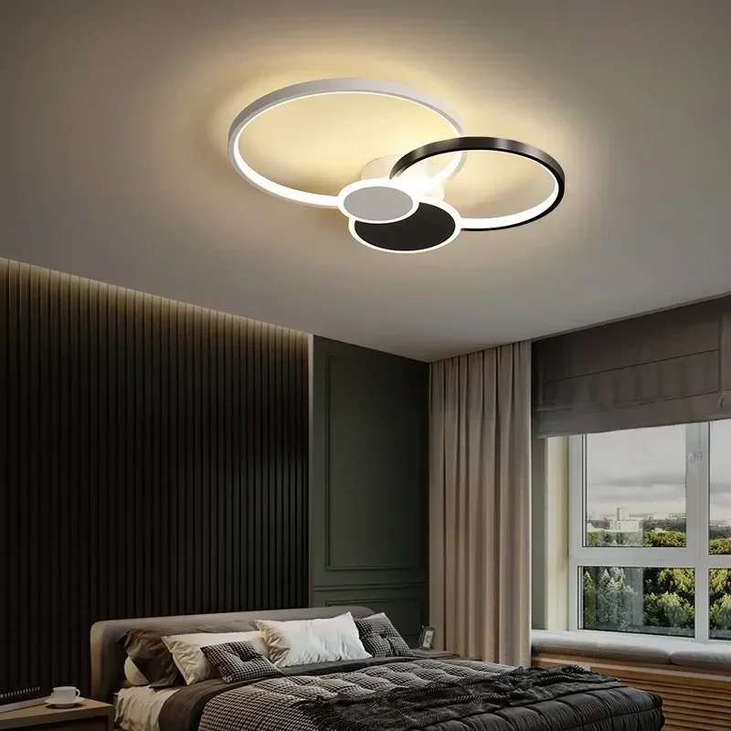 Imagem -05 - Moderna Luz de Teto Led para o Quarto Sala Estar Jantar Minimalista Circular Lâmpada do Teto Interior Lustre Controle Remoto