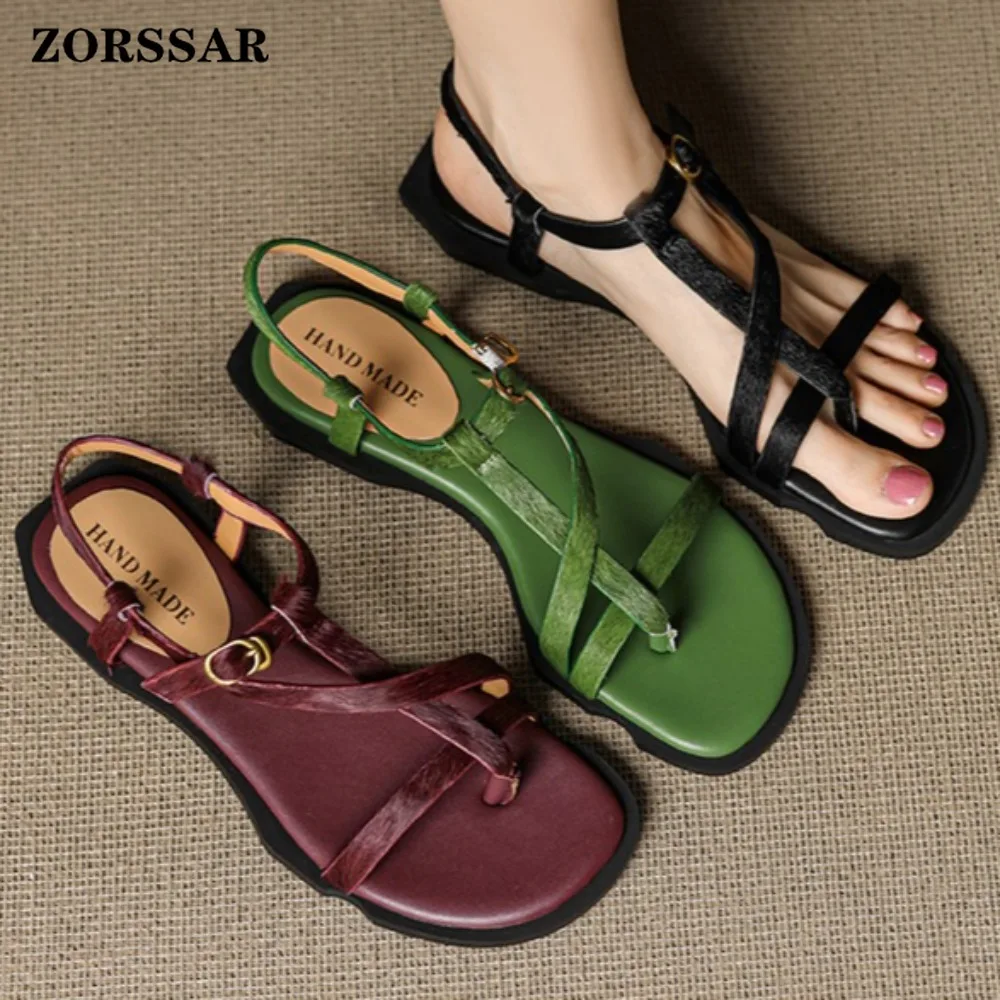 Women's Thong Toe Post Flat Sandals, Adjustable Buckle Slingback Casual Summer Shoes, Lightweight Comfortable Footwear for Beach