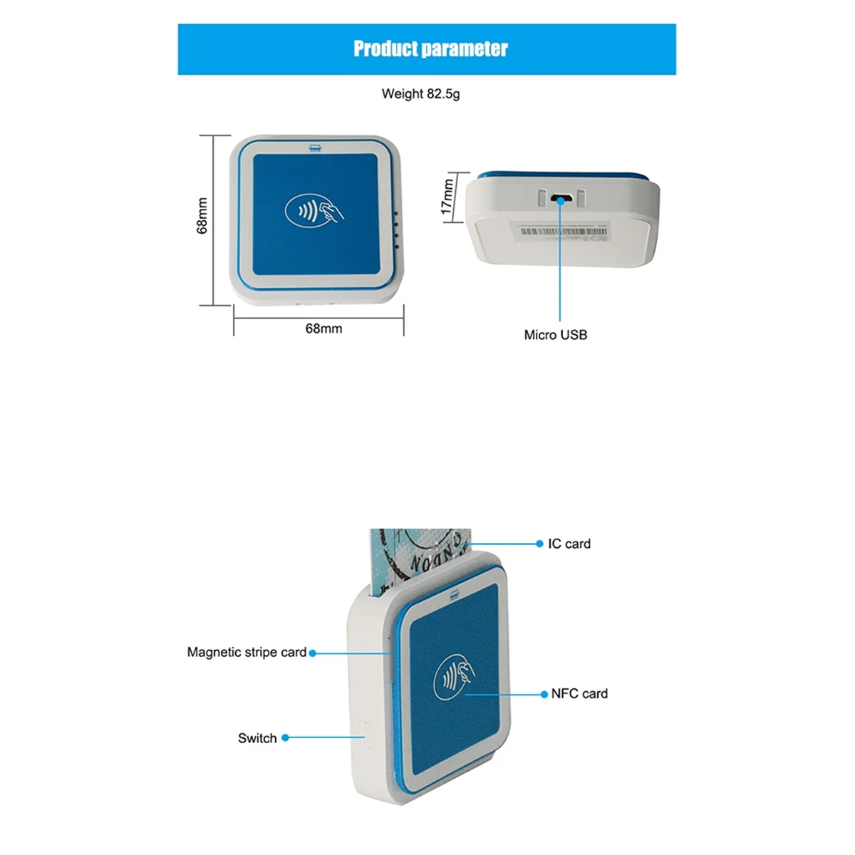 VISA Master Credit Card Chip Reader Writer Bank Transaction Bluetooth Mpos with EMV PCI POS Terminal (I9)