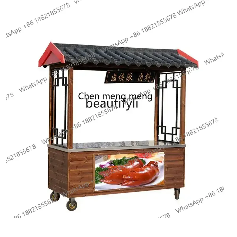 cc182Small cart, stall car, stall, braised vegetables, cooked food, fried skewers, breakfast, hand push dining cart