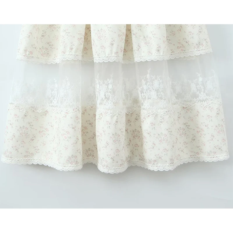 YENKYE Spitze Patchwork Blumendruck Sling Midi Langes Kleid Für Elegante Mädchen Sommer Urlaub Party Kleider Schnürung Robe 2026