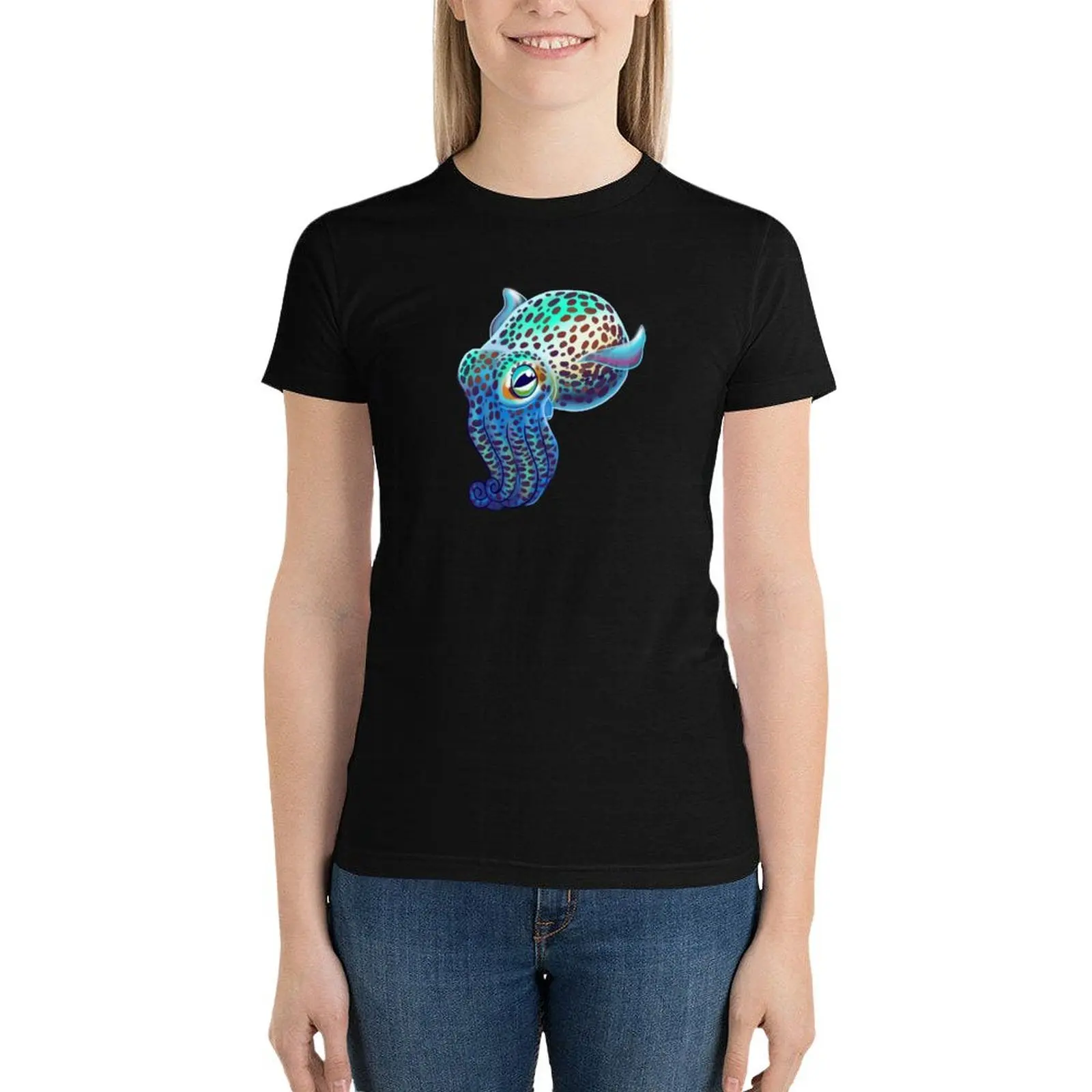 Hawaiian Bobtail Squid T-Shirt cute tops korean fashion Female clothing cute t-shirts for Women