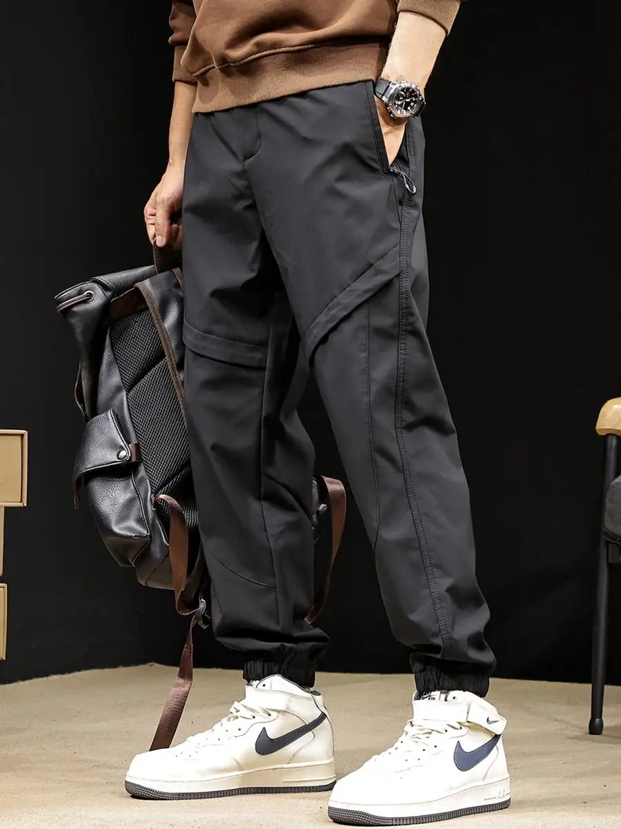 ملابس العمل الرجالية غير الرسمية السراويل ربيع الخريف فضفاضة تناسب السراويل الشباب الحضرية Sle المضادة للتجاعيد ألياف البوليستر السراويل الطويلة #3