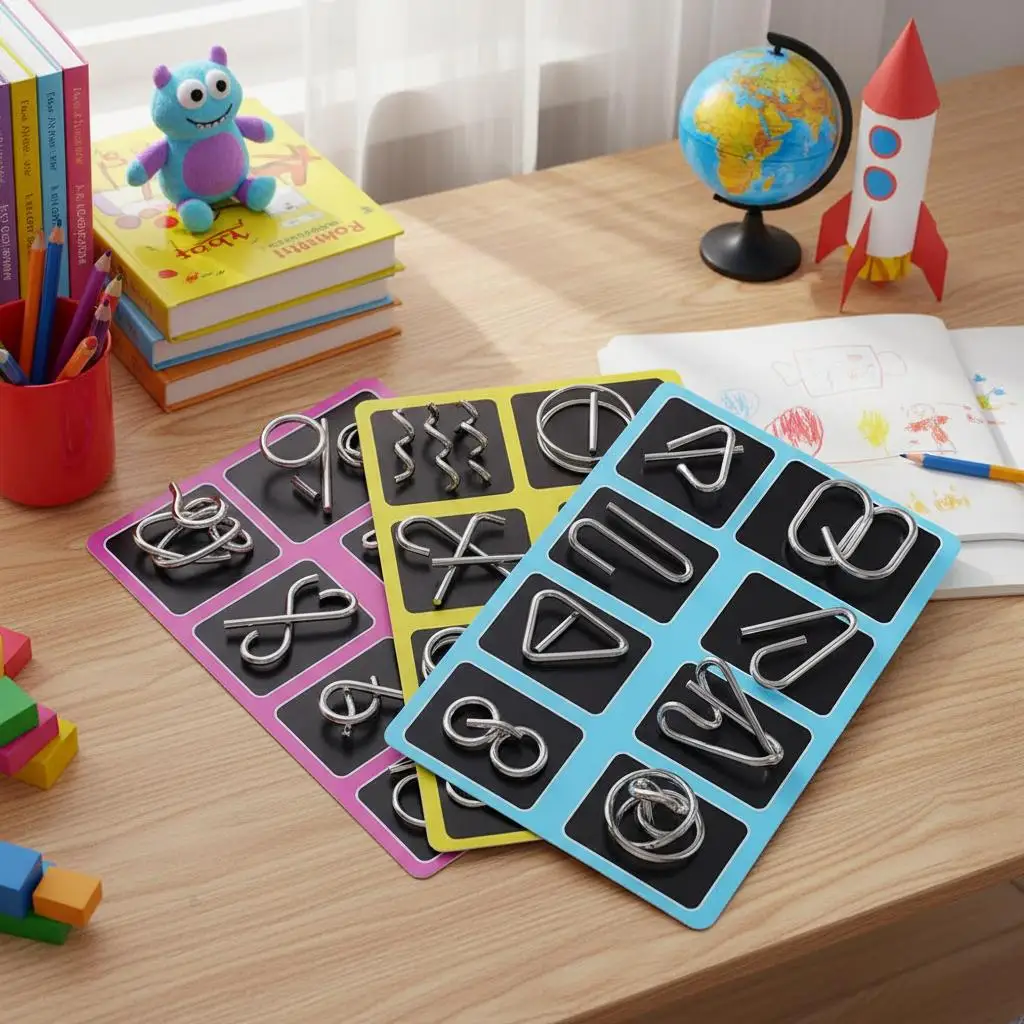 Metal Puzzle Children Adults Interactive Game Silver Educational Toys Wire IQ Mind Brain Teaser Puzzles