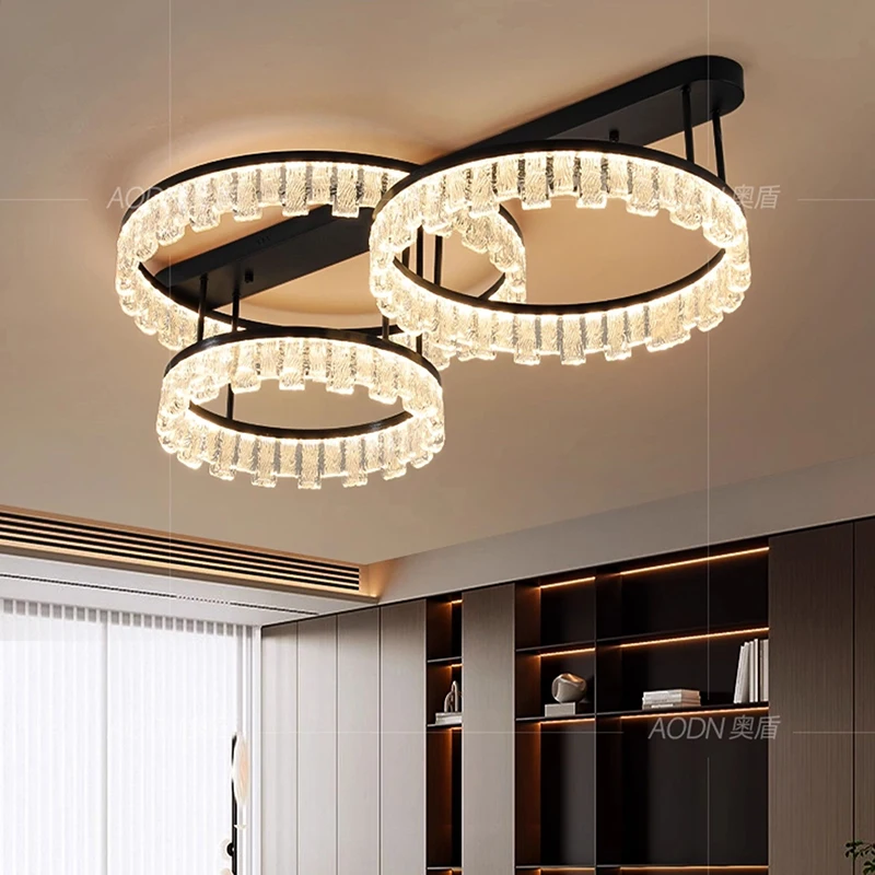 Nordic Light Luxury Home Decor Living Room LED Ceiling Light Dimmable Italian Luxury Ice Crack Simple Atmosphere Main Lamp