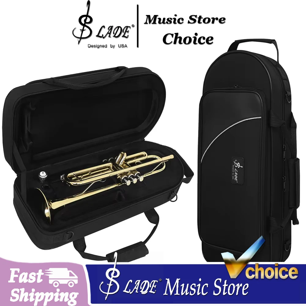 SLADE Trumpet Gig Bag Foldable Waterproof Oxford Cloth Padded Trumpet Case with Shoulder Strap for Trumpet Protection Backpack