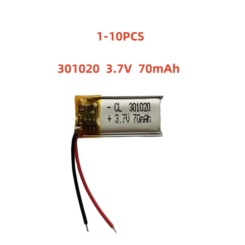 301020 3.7V 70mAh Small Size Lipo Rechargeable Battery Lithium Polymer For MP3 Bluetooth MID Headset Headphone Video Pen