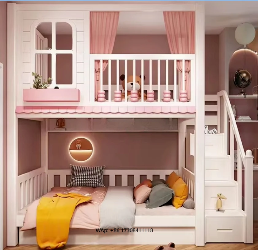 

Children Bed Kids Bedroom Furniture Modern Bunk Bed Solid Wood Loft Bed