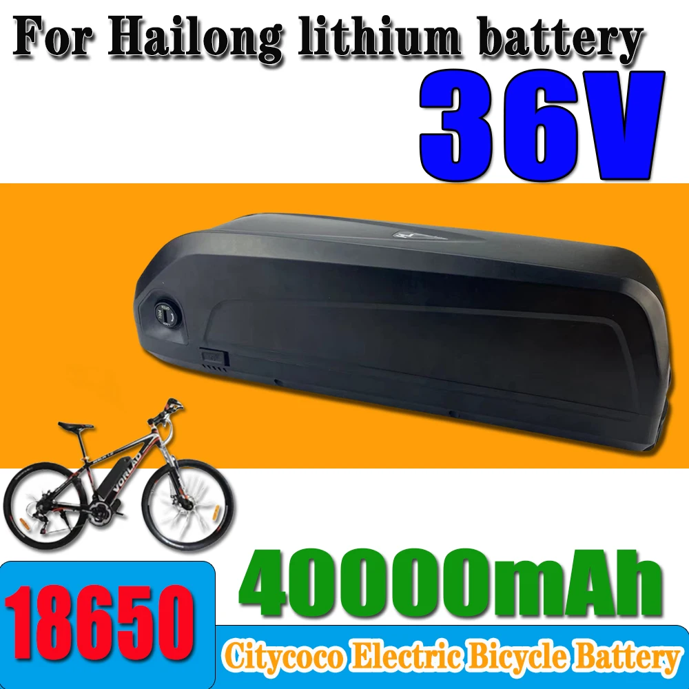 

36V 40000mAh Hailong battery 30A BMS, 18650 battery for 350W 500W 750W 1000W motor BBS02 BBS03 BBSHD+charger free of shipping