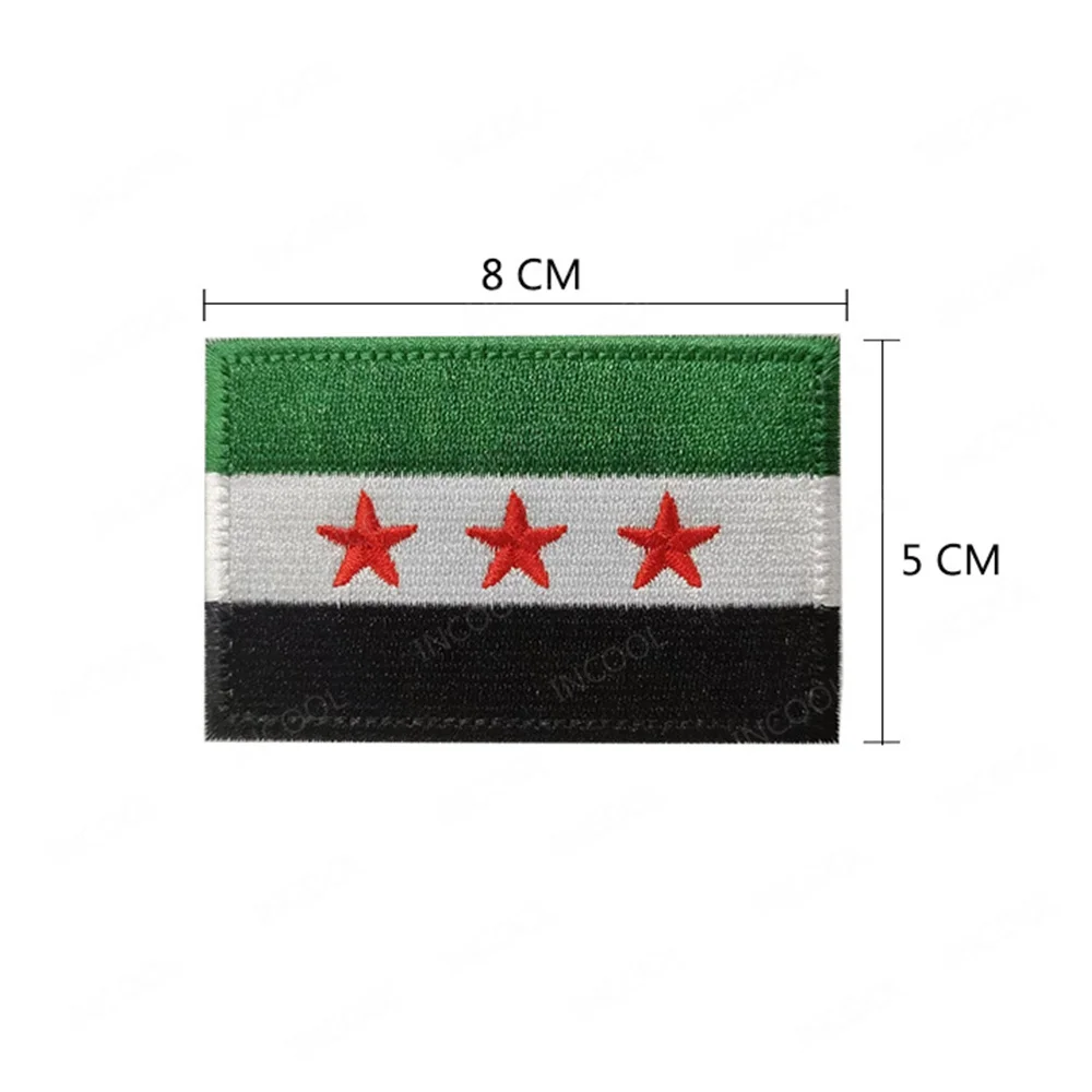 Syria Flag Embroidered Patches Syrian Flags Shoulder Stripes Decorative Badges Hook Loop Armband Appliques For Clothing Backpack