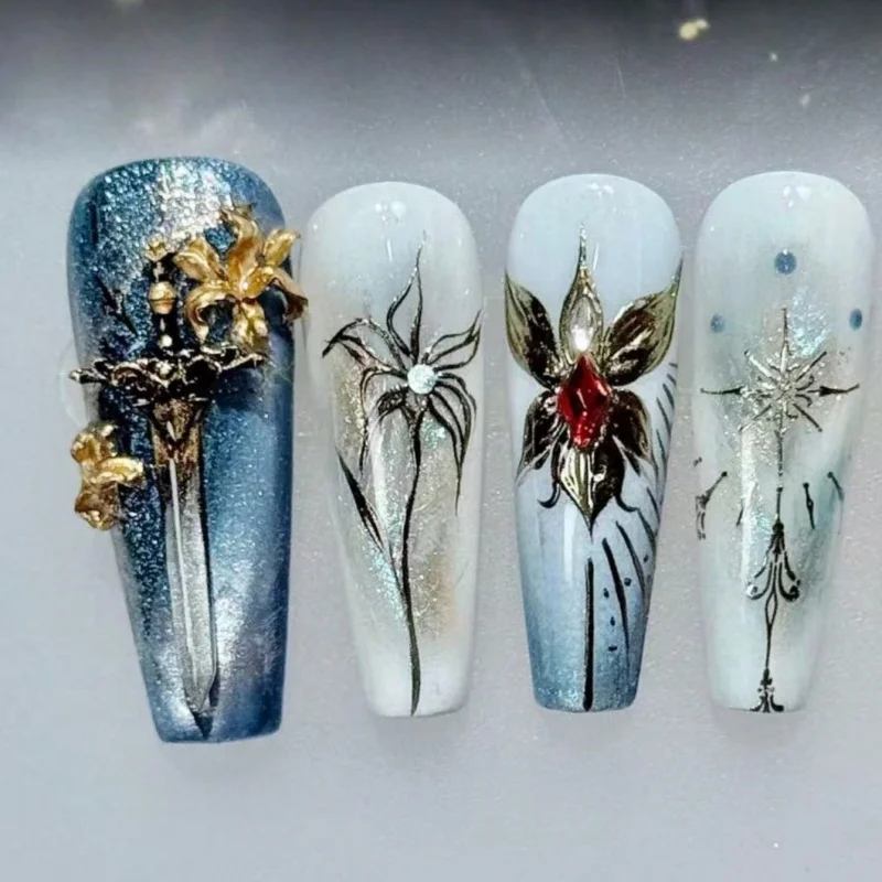 Cyberpunk Silikon-Nagelform, 3D Gewehr Schwert Axt DIY Geprägte Nagelkunst-Charms Form für UV-Harz – Detail 8