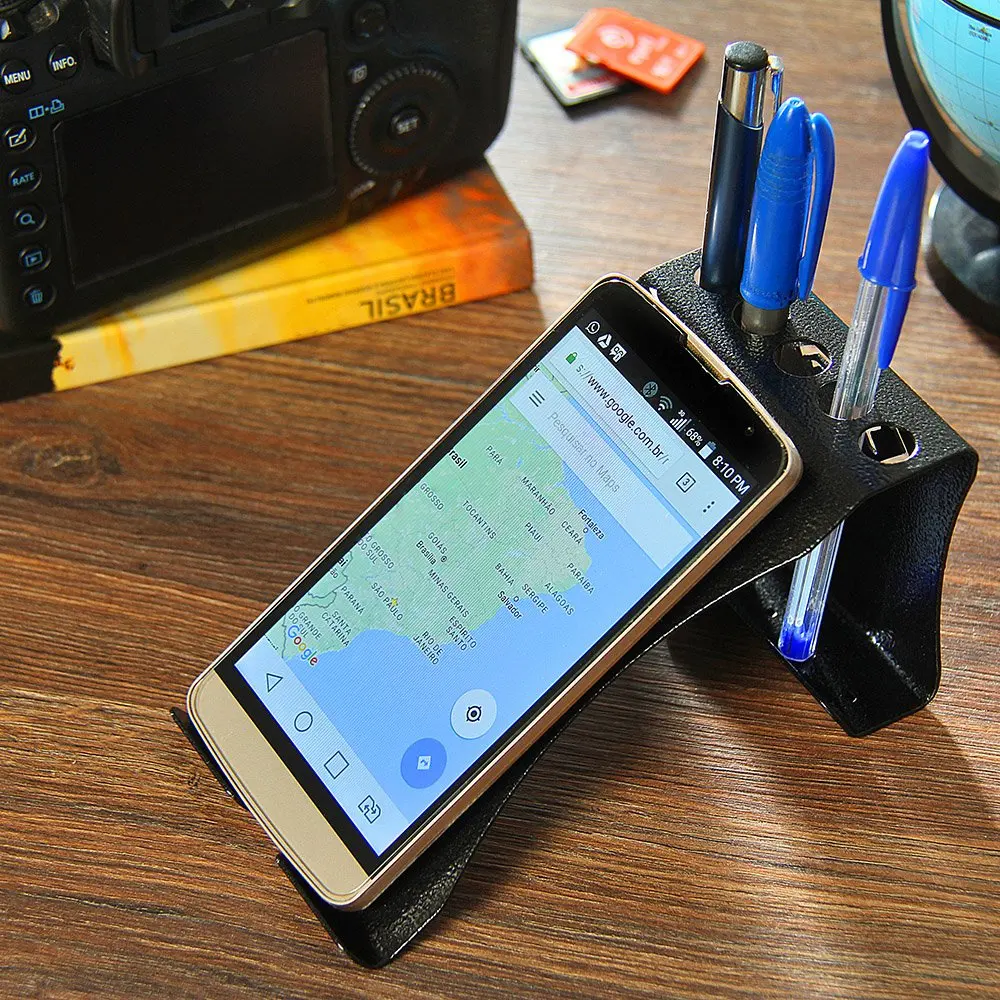 Black Steel Mobile Phone Door Holder and Desk Pens