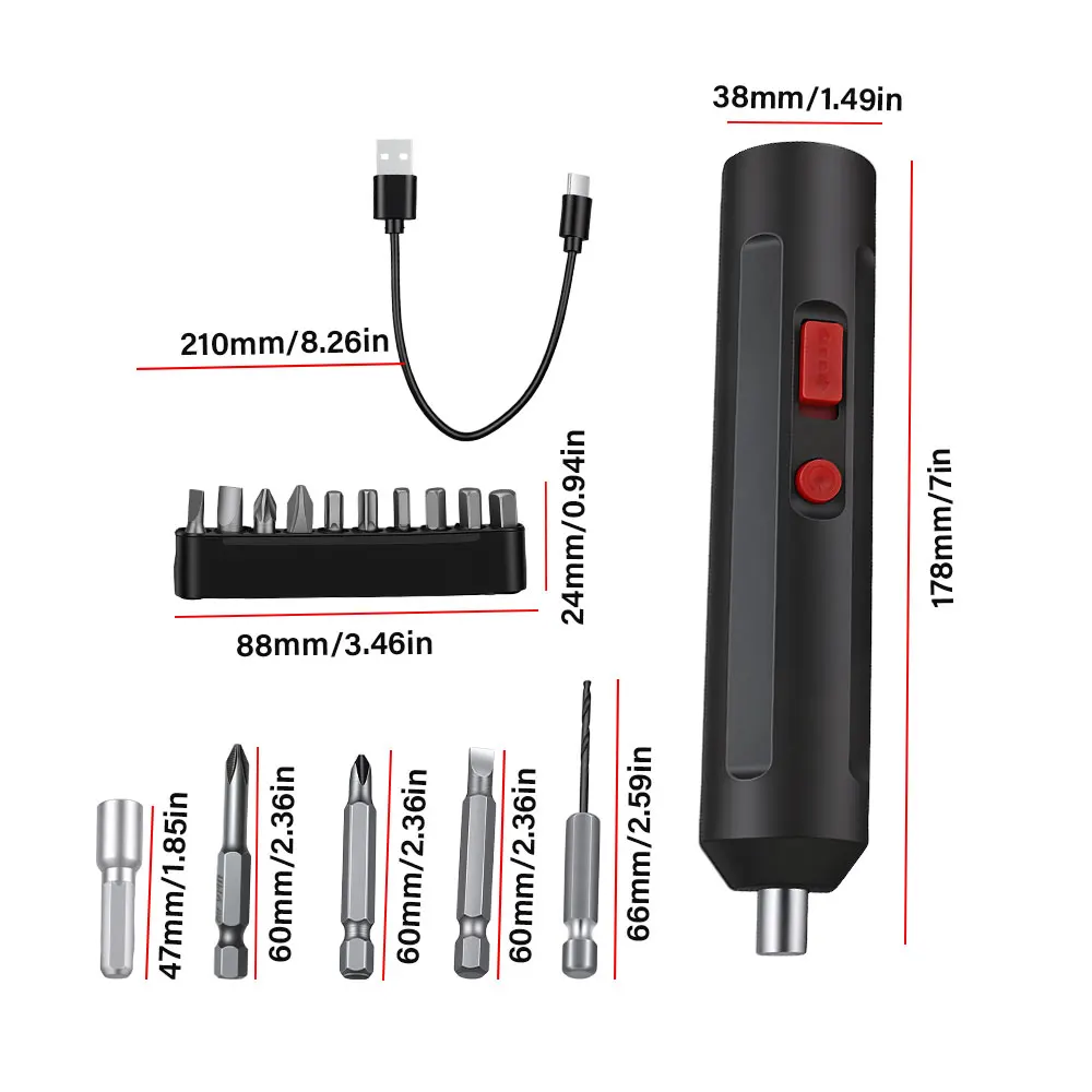 

Набор из 15 электрических отверток с USB-зарядкой для дома: инструмент для крепления, сверления и закручивания винтов, инструмент для обслуживания