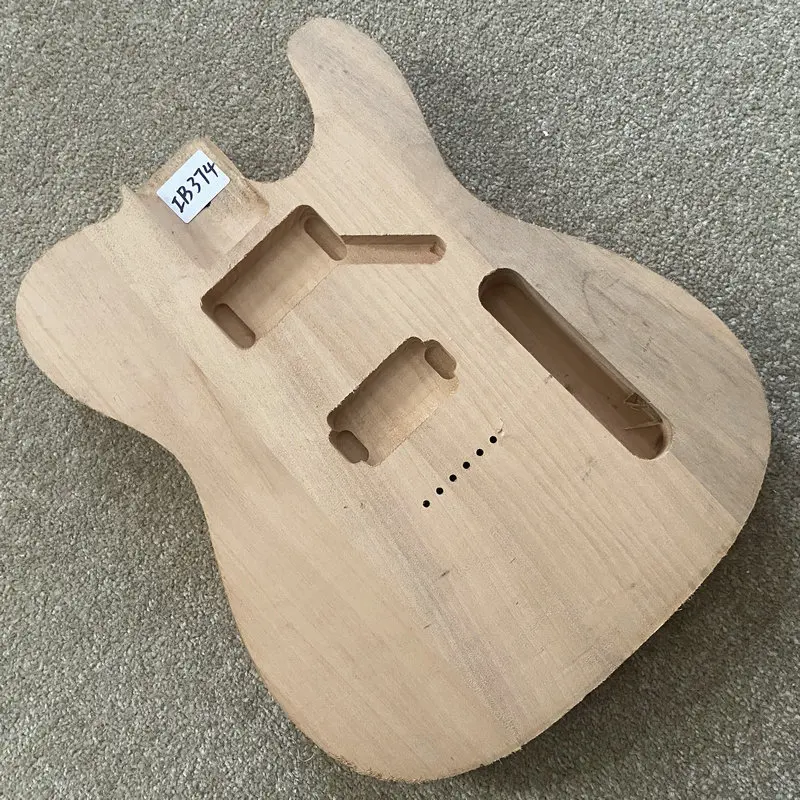 IB374 Solid Basswood String Through Body Tele Electric Guitar Body Semi Finishing with 2 Humbucker Pickups Raw Materials DIY