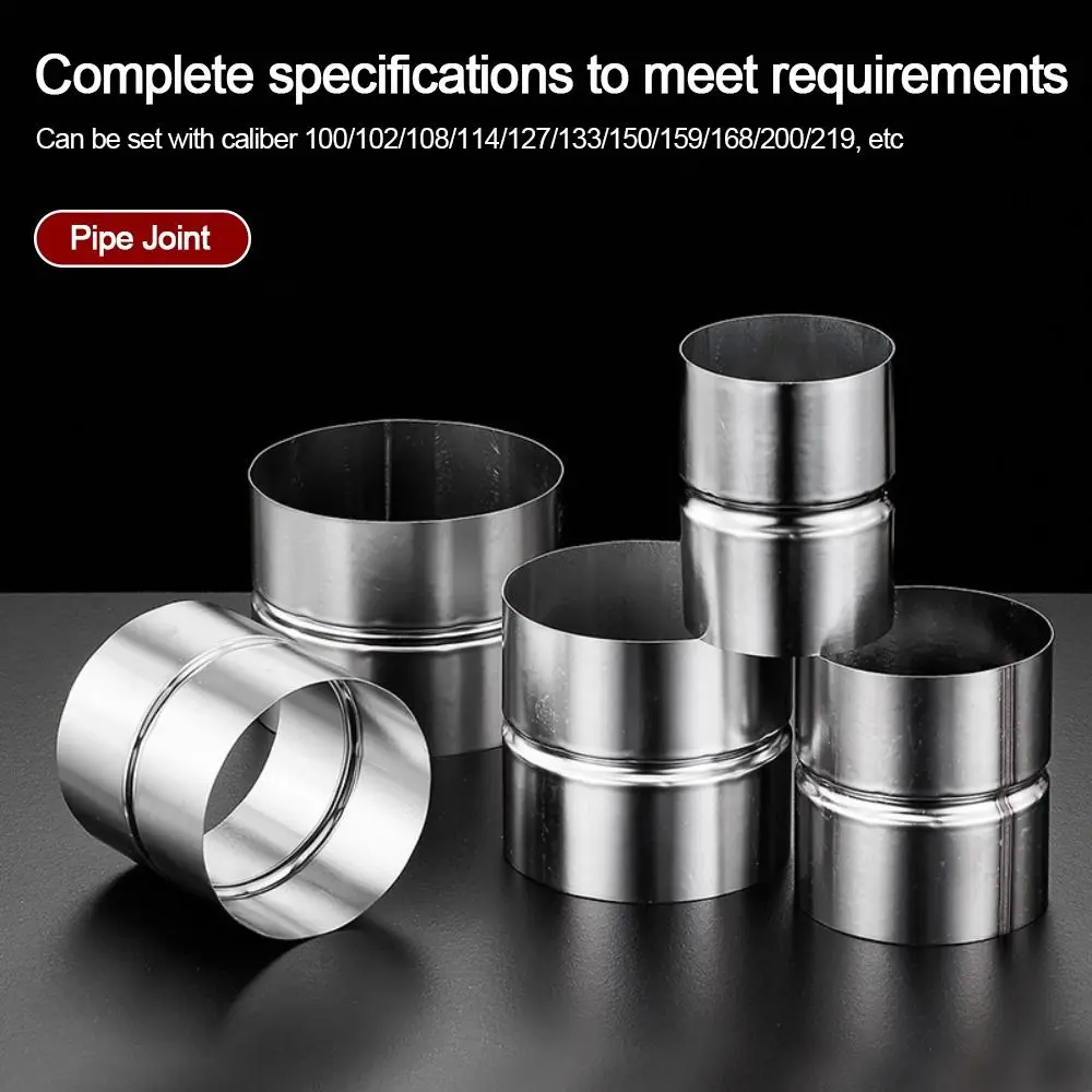 New Stainless Steel Pipe Joint Round Straight Pipe Fittings Silver Extend Connection