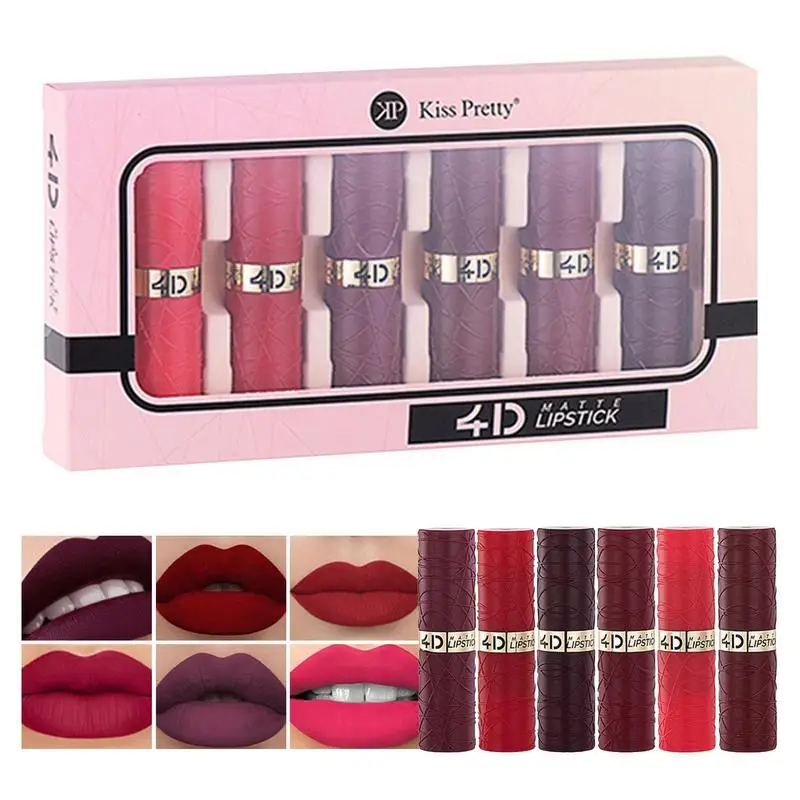 

Matte Lipstick 6pcs Waterproof Lipstick Matte Long Lasting Waterproof Highly-Pigmented Lip Makeup Gift Set For Women