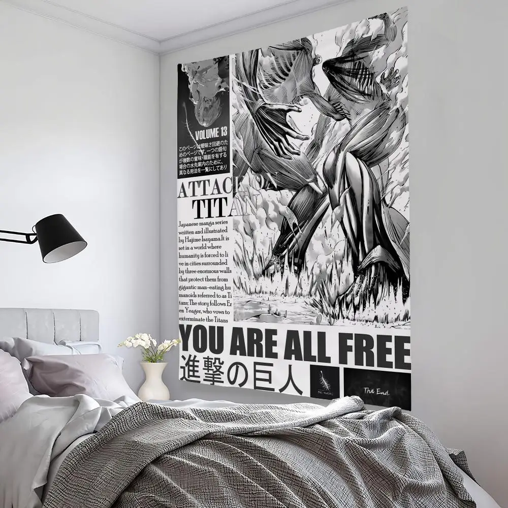 Anime A-Attack On T-Titan Tapestry Microfiber Background Art Decor For Bedroom Living Room Bar Garden Outdoor Festival Wall Deco