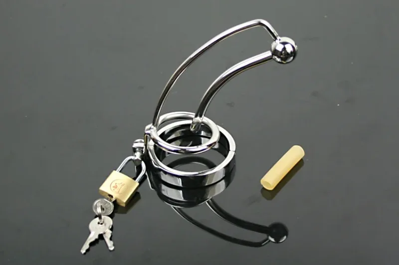 Male Stainless Steel Catheter Urethral Sounding Stretching Stimulate With Penis Ring Adults Chastity Devices BDSM Sex Toy A085