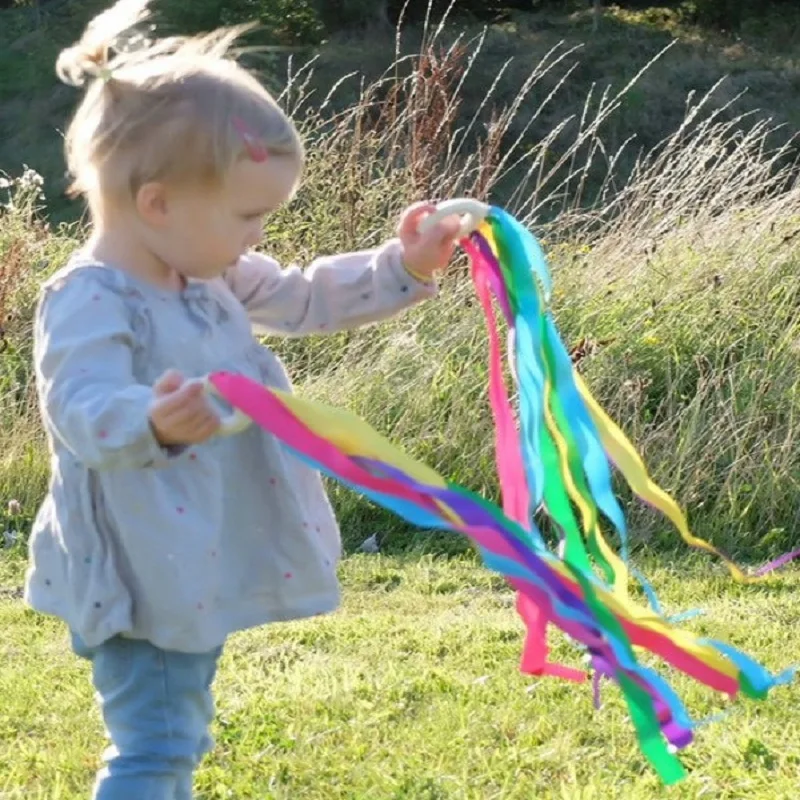 Montessori Style Sensory Toy BPA-free Non-toxic Baby Ribbon Ring Newborns Upwards Develop Colour Recognition Sensory Toy