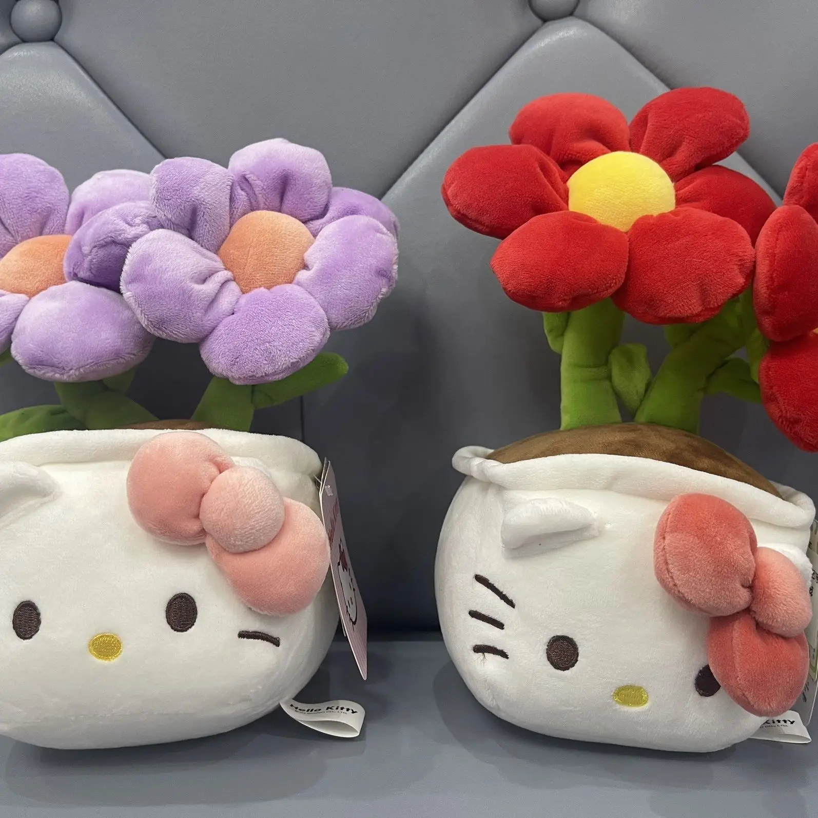 Hello Kitty Potted Plush Doll Kitty Flower Pot Red Flower Purple Flower Vase Plant Flower Doll Decoration Flower Toy Doll Plush