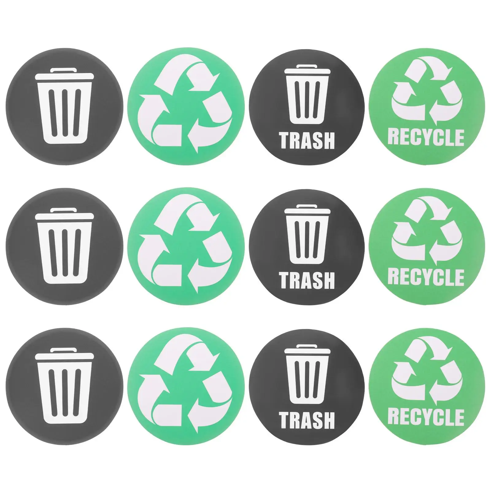 12 Pcs Garbage Sorting Stickers Recycling Trash Can Labels PVC Material Practical Waterproof Easy to Use Traffic Safety