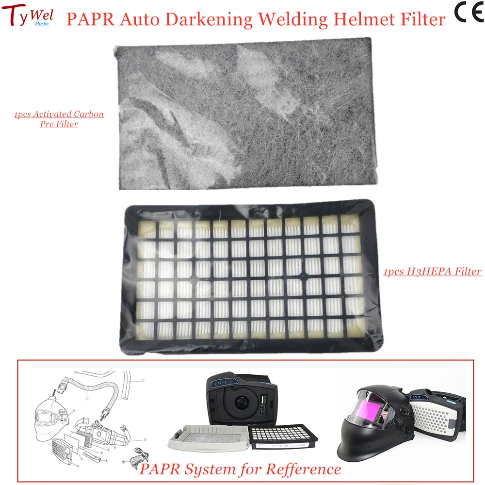 1set Air Purifying Respirator Activated Carbon Filter and H3HEPA Filter for PAPR Auto Darkening Welding Helmet