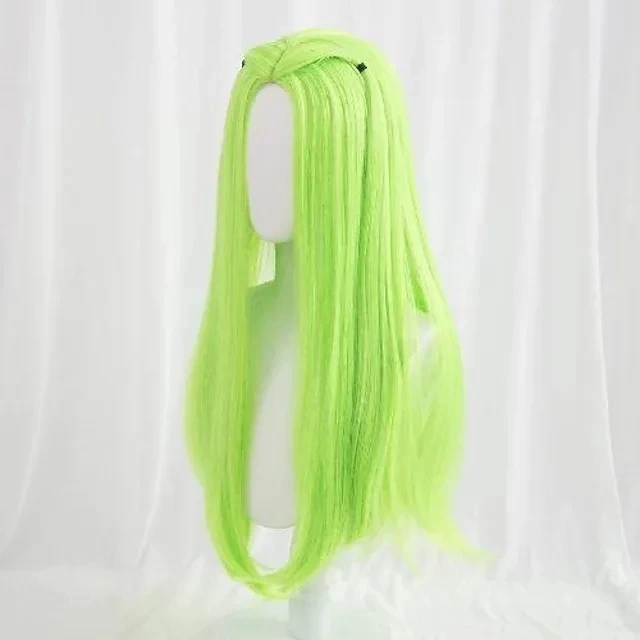 New Green And Ombre Black Green Wig Similler Women Synthetic Cosplay Wigs Anime Bad Guy Long Straight Heat Resistance Hair