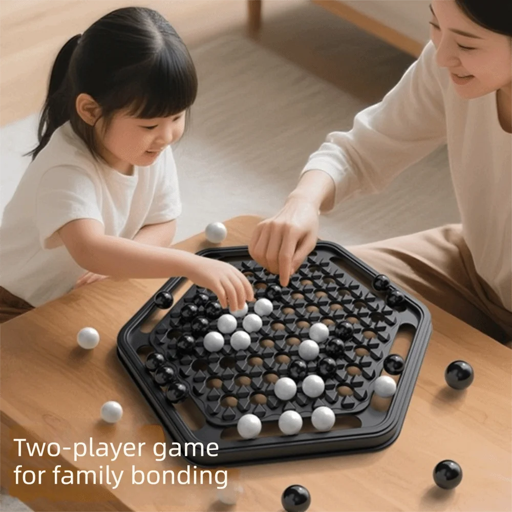 Black White Chess Board Game Interactive Game Early Educational Chess Set 4 in a Line Stereoscopic Party Chess Classic