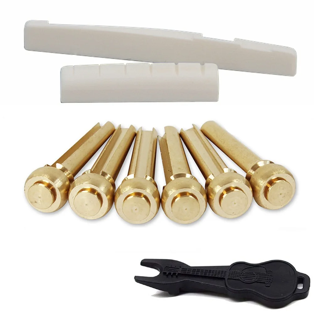 

Набор из 6 шт., акустическая гитара, латунные струнные гвозди + костная подушка + подъемник для ногтей