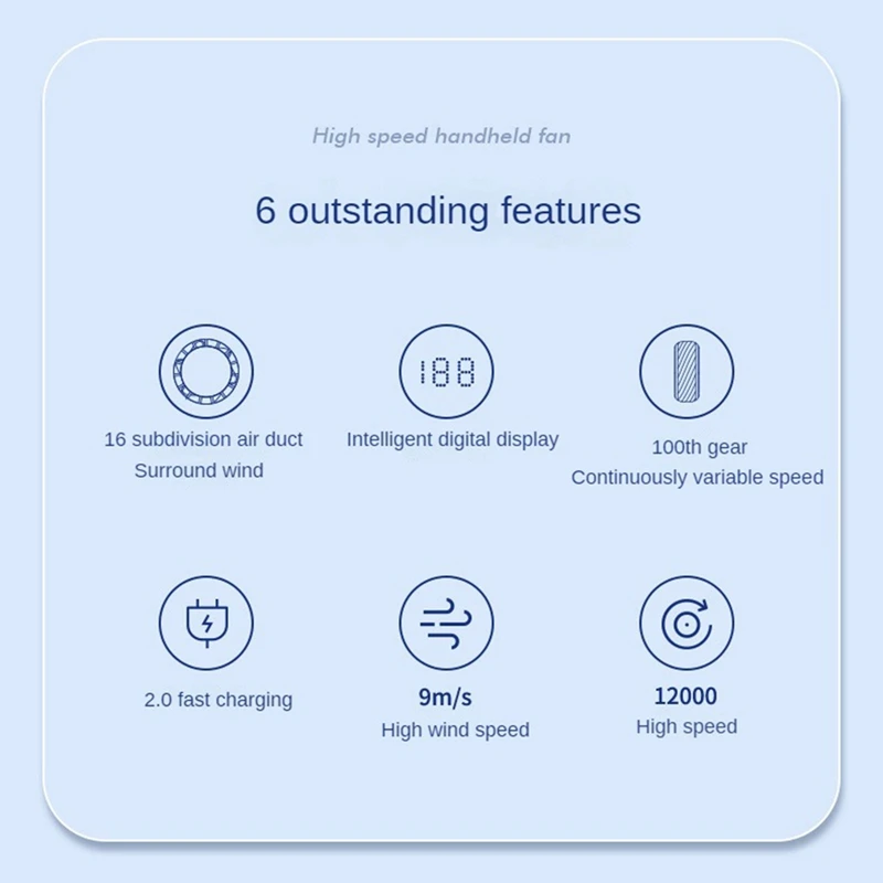 ABYO مروحة صغيرة محمولة 100 سرعات الرياح قابلة للتعديل عالية السرعة المحمولة المحمولة Turbofan USB قابلة للشحن مروحة صغيرة