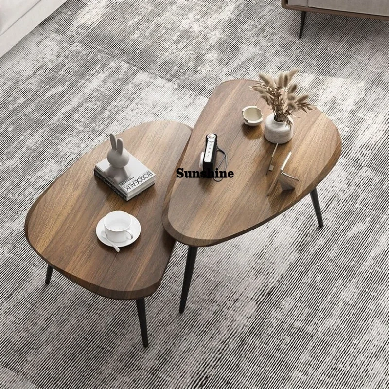 Cheap Modern Side Table Wood Designer Irregular Minimalist Nordic Coffee Table Living Room Low Mesa Auxiliar Furniture For Home