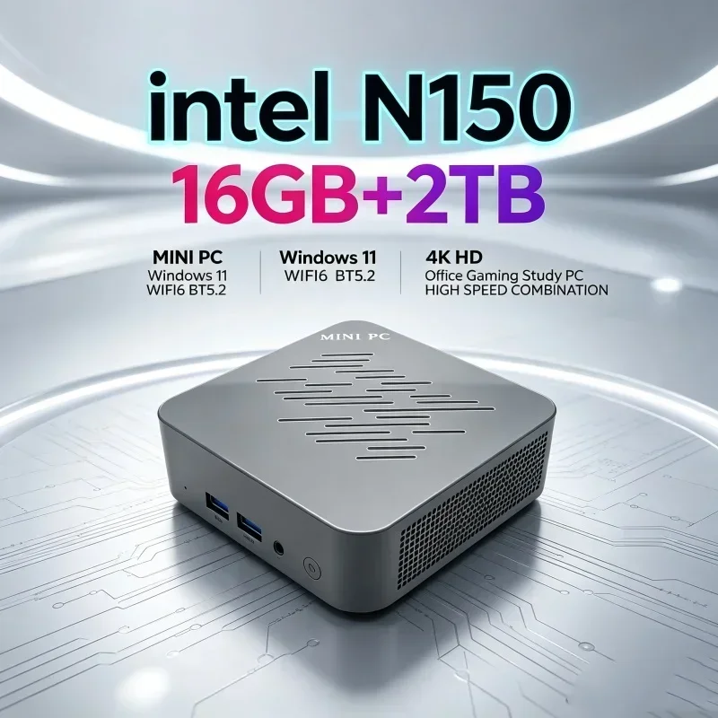 Household Multicolor Mini Desktop Host Intel N150 Processor 16GB RAM 1TB/2TB SSD Win11 WiFi6 BT5.2 Mini PC For Daily Home Use
